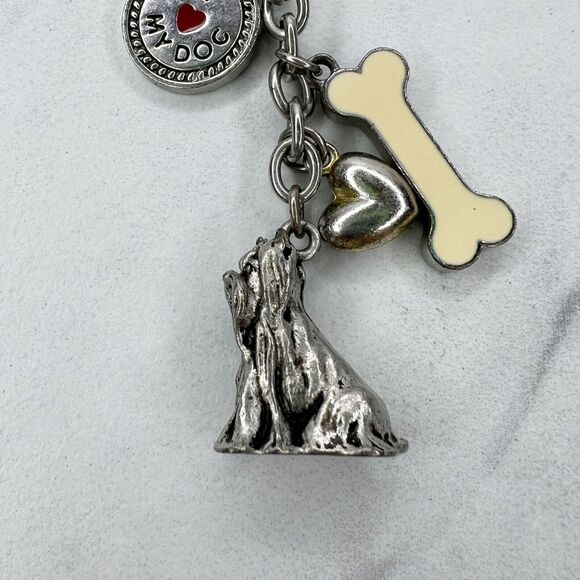 Silver Tone Best in Show I Heart Love My Dog Charms Keychain Keyring - Picture 4 of 8